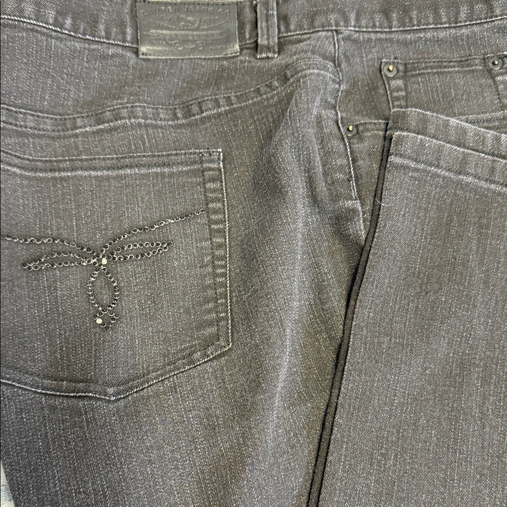 Lauren‎ Jeans Co. Ralph Lauren Modern Slim Jeans 22W Gray Rhinestone Bow Pockets